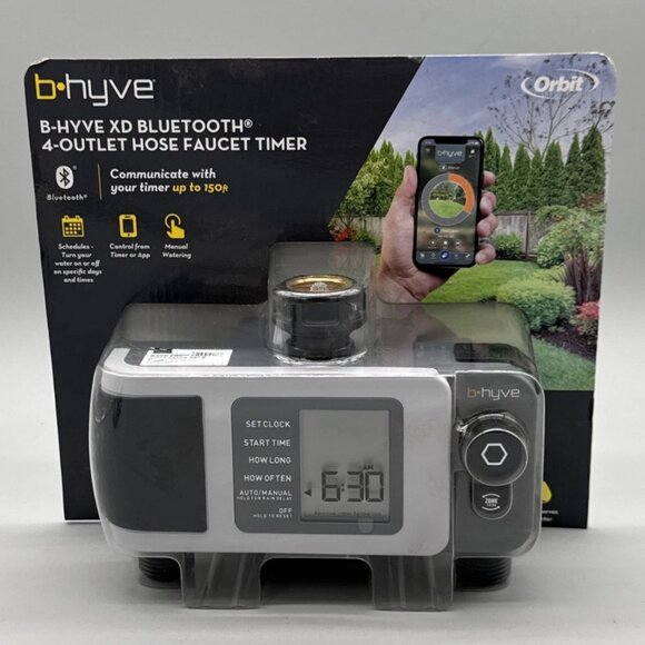 Orbit B-Hyve XD Bluetooth 4-Outlet Hose Faucet Timer Conserves Water New Sealed - Picture 1 of 12